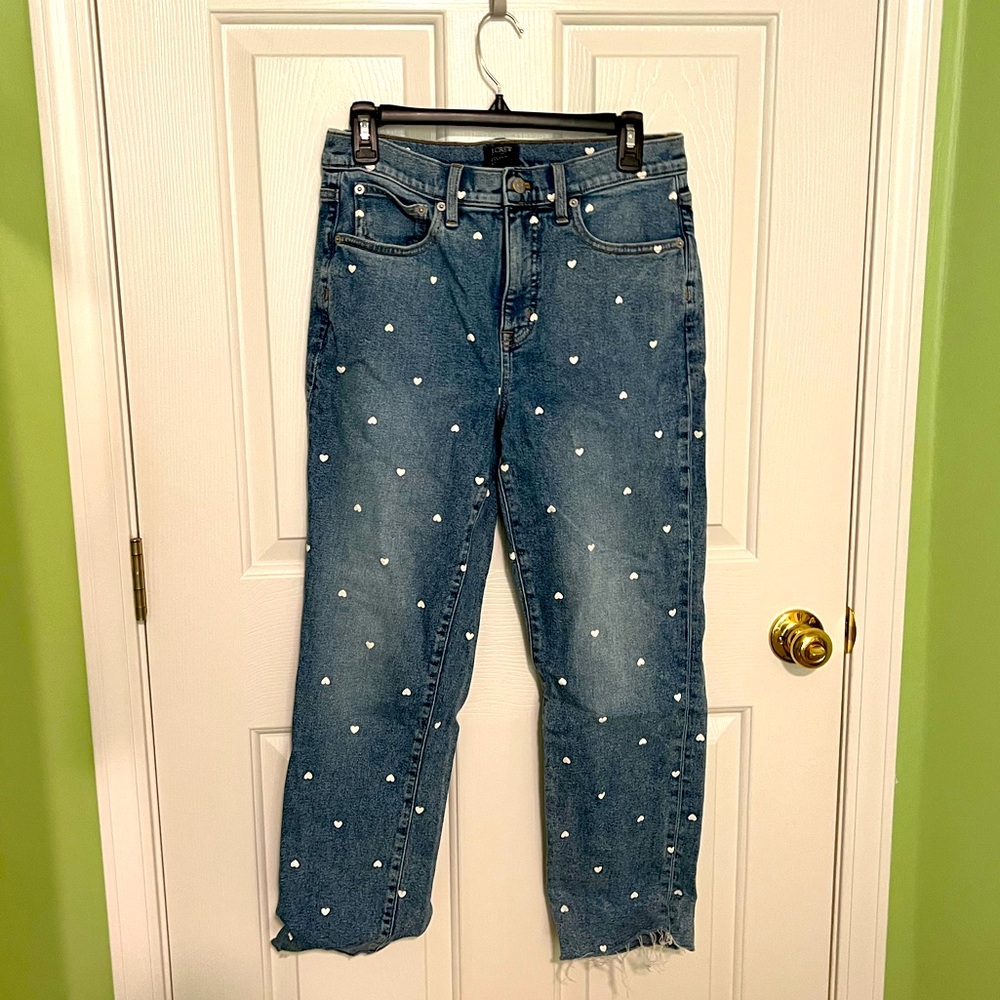 Women's Blue Heart-Patterned Jeans